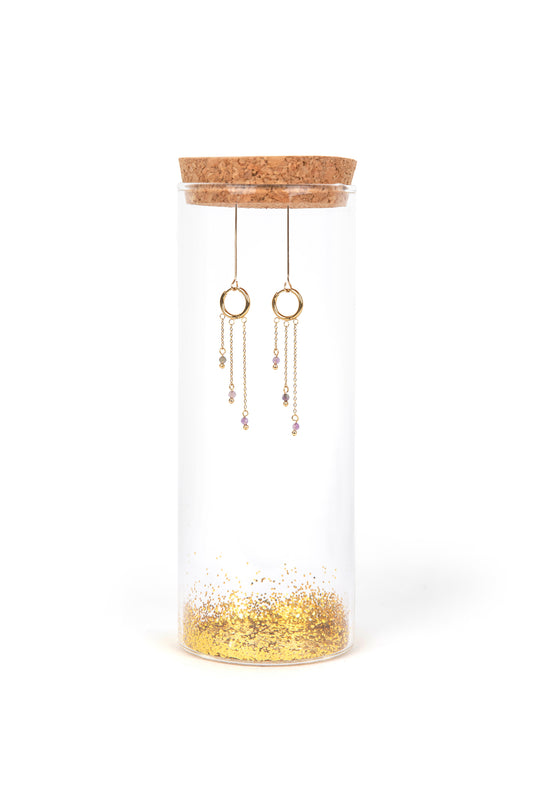 Amethyst hangers met 3 fijne kettinkjes