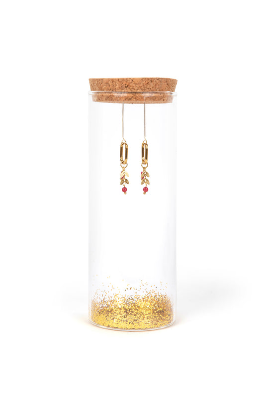 Chevron oorbellen met granaat