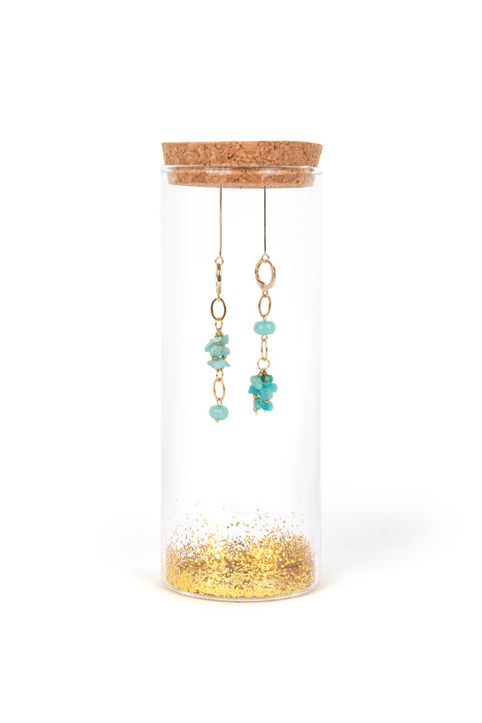 Esther Asymmetrische oorbellen met Amazonite voor ankering in jezelf