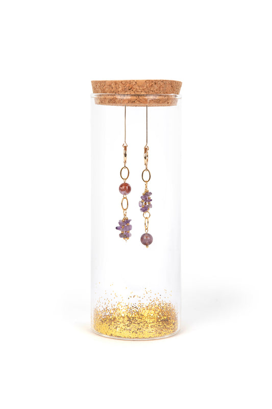 Fiona Asymmetrische oorbellen met Amethyst