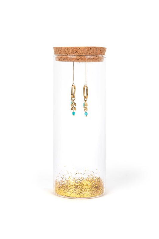 Fijne rechthoekige hangers met chevron en Amazoniet