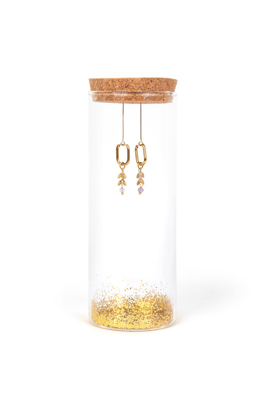 Hangers in rechthoekvorm met chevron en amethyst