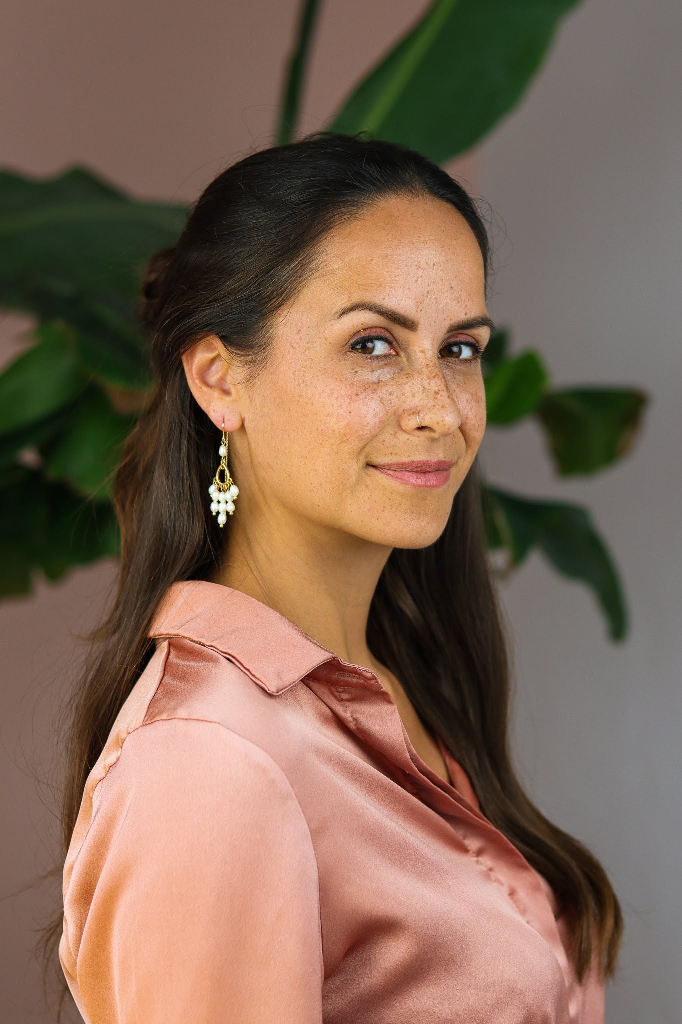 Stay Gold by Mme Bovary Pearl statement chandelier earrings