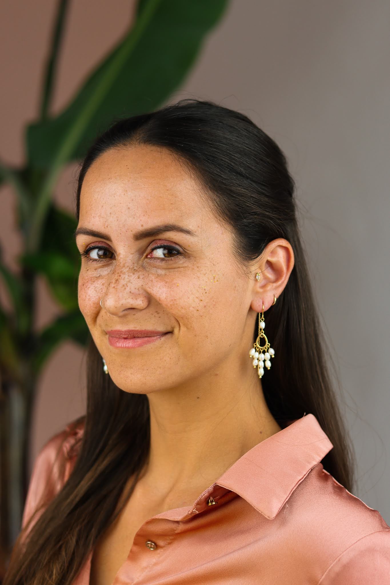 Stay Gold by Mme Bovary Pearl statement chandelier earrings