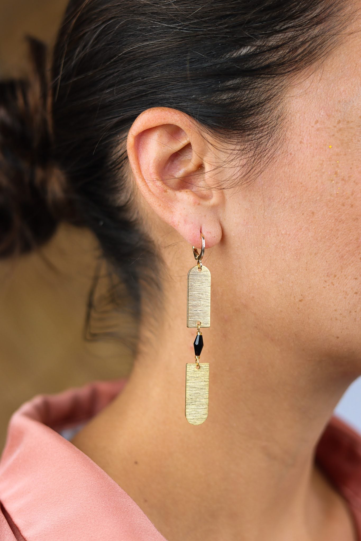 Stay Gold by Mme Bovary Egyptian Goddess statement earrings with onyx