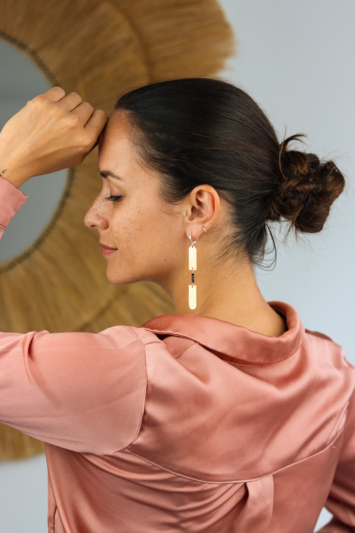 Stay Gold by Mme Bovary Egyptian Goddess statement earrings with onyx