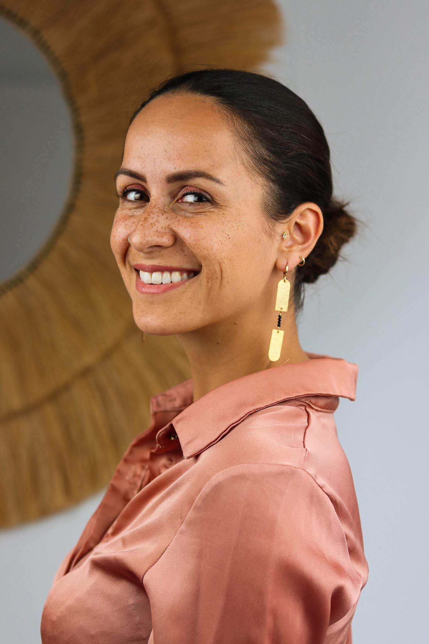 Stay Gold by Mme Bovary Egyptian Goddess statement earrings with onyx