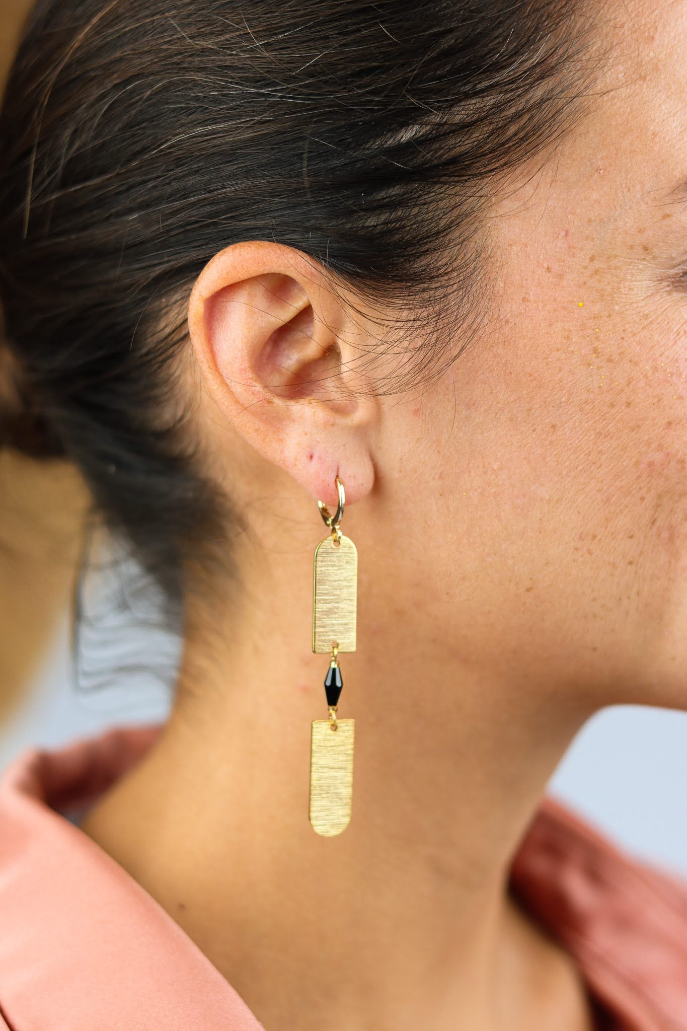Stay Gold by Mme Bovary Egyptian Goddess statement earrings with onyx