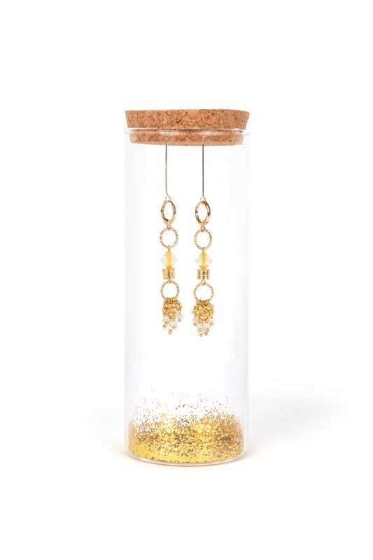 Lemon Quartz oorbellen met handgemaakte Miyuki-ketting