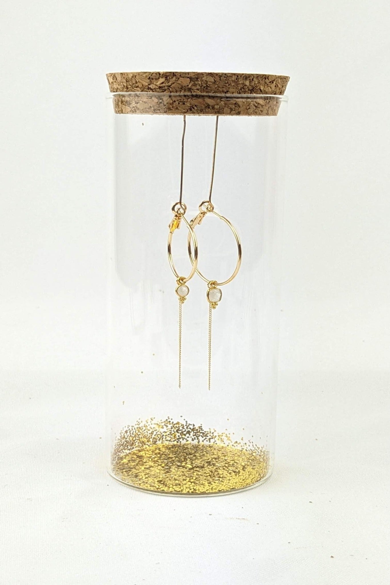 C08 - Asymmetrical Moonstone earrings