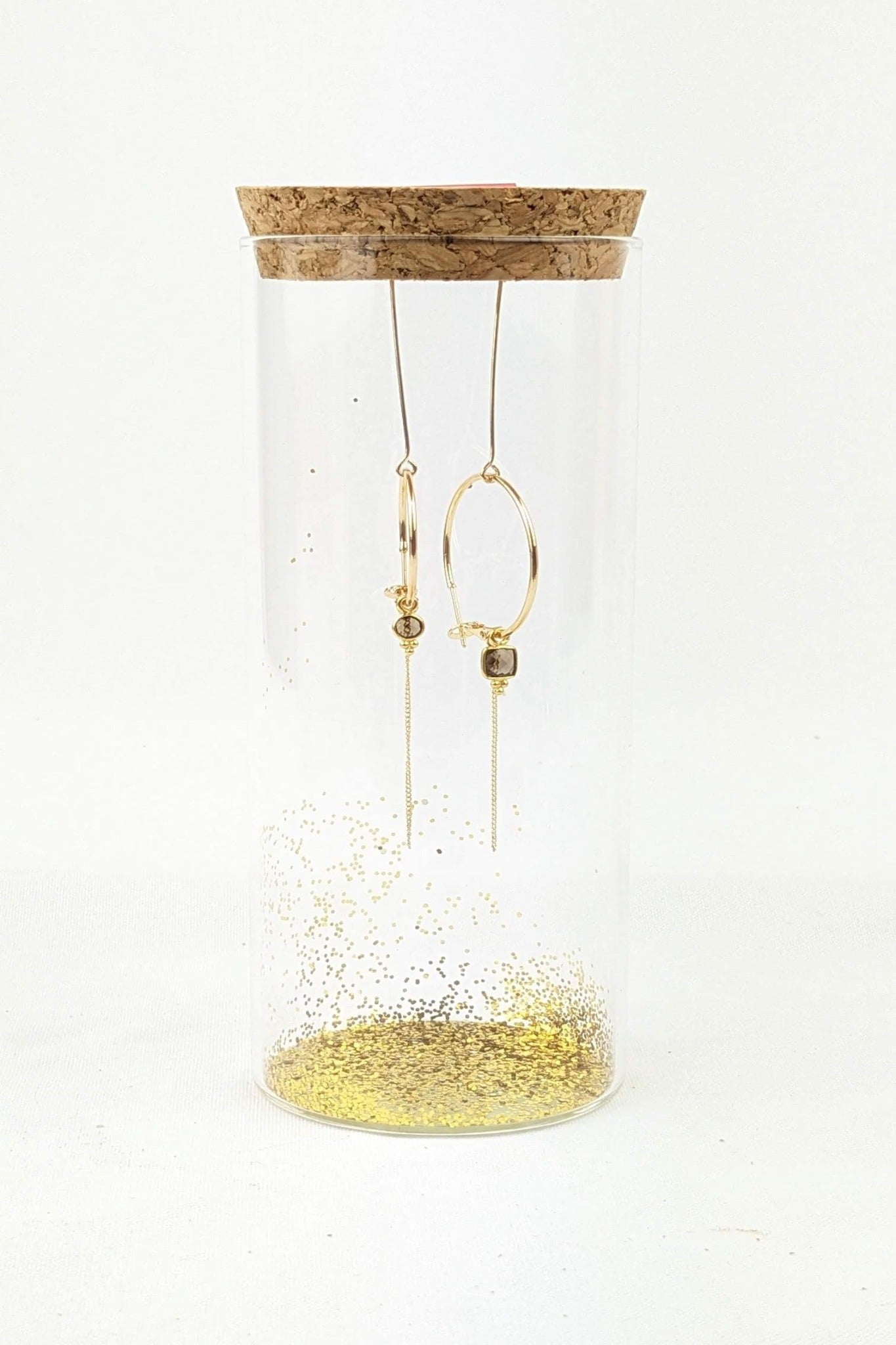 C01 - Asymmetrical Smoky Quartz earrings