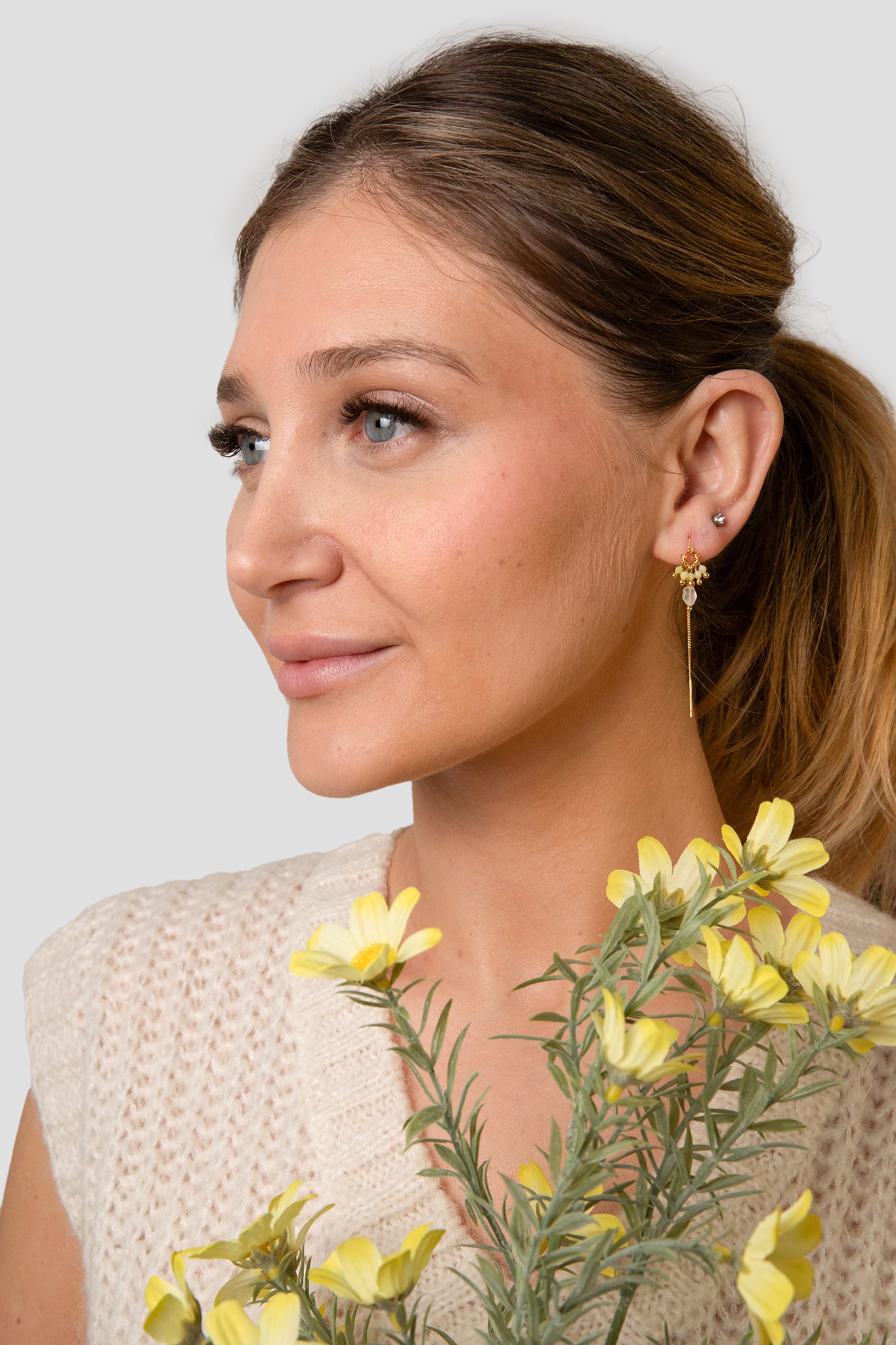 SG18 - Waterfall earrings - Yellow Jade