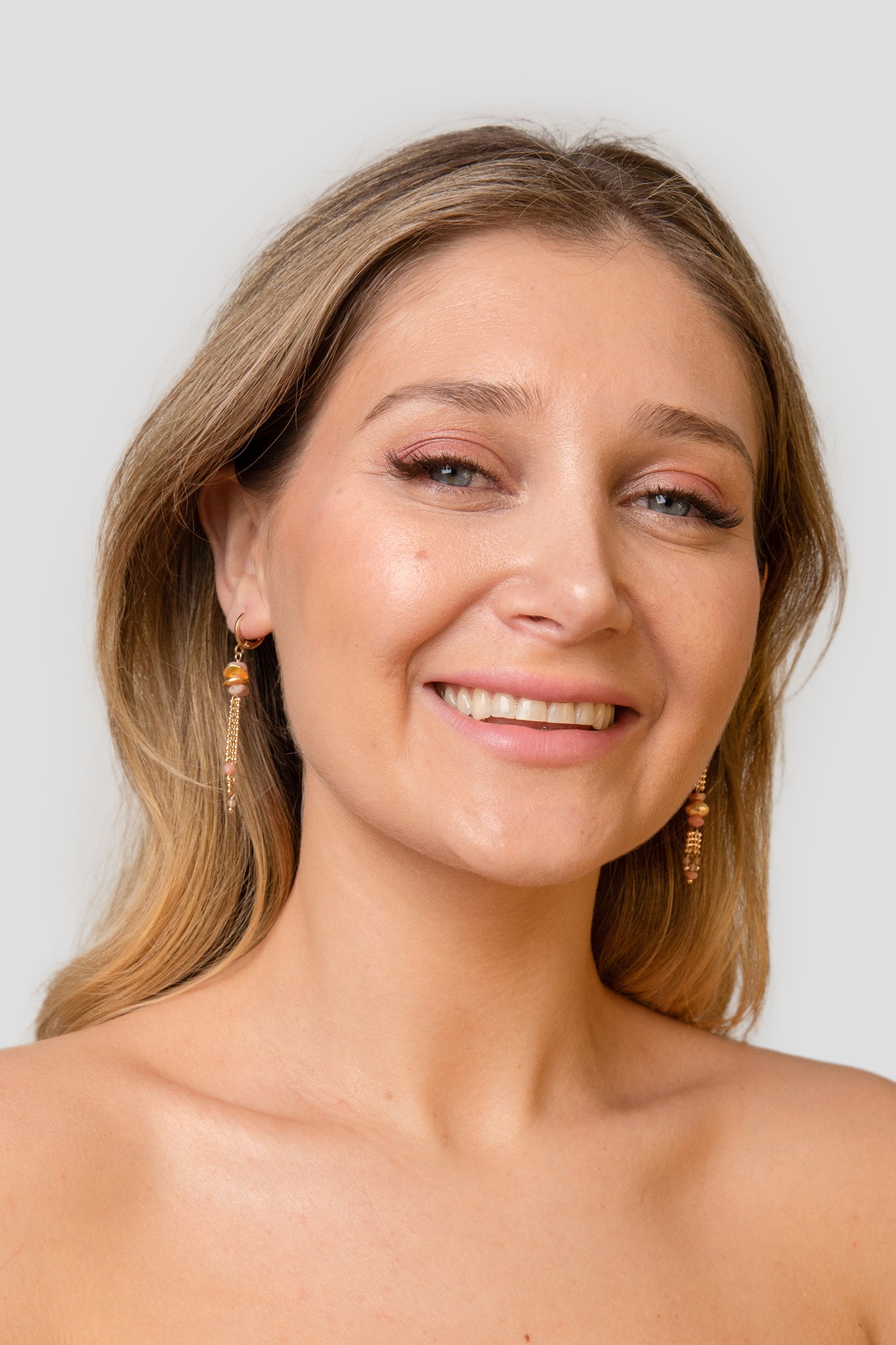 SG33 - Pink Opal Asymmetrical earrings