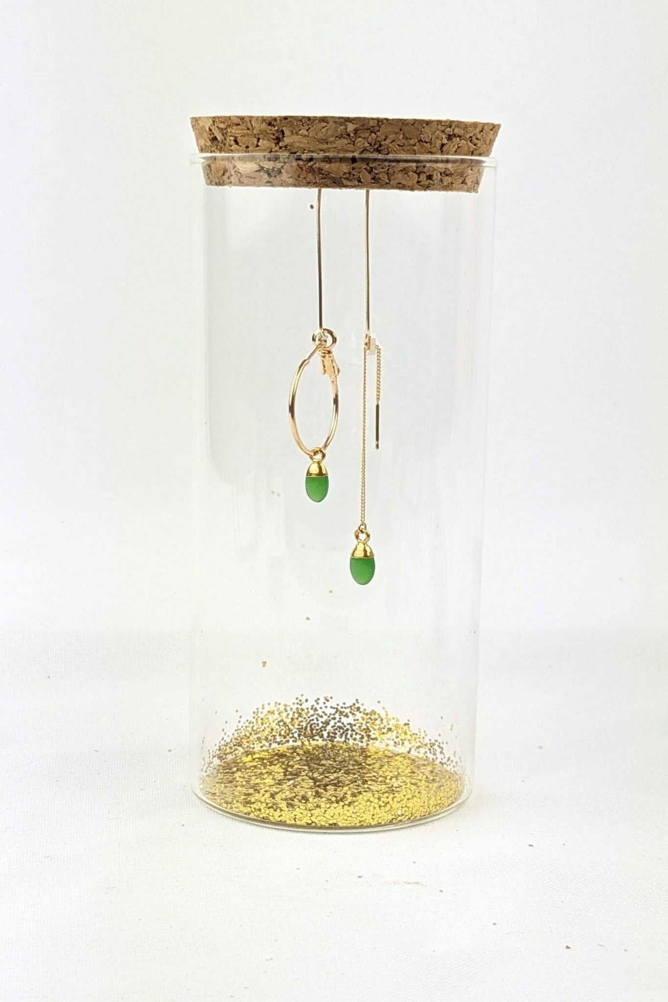 C09 - Asymmetrical Chrysoprase drop earrings