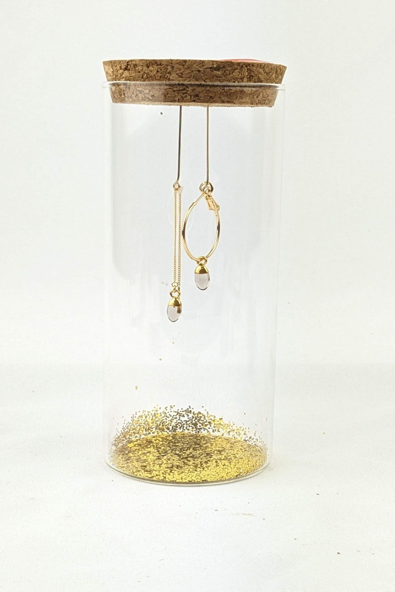C14 - Asymmetrical Smoky Quartz drop earrings