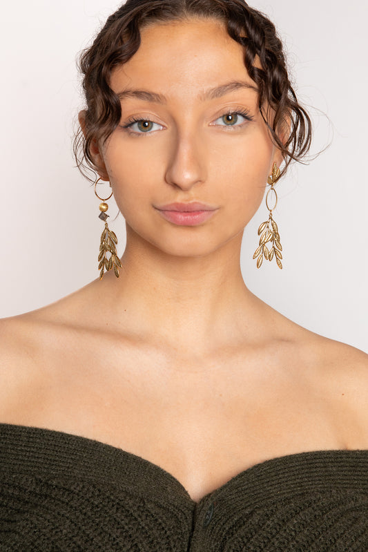 Asymmetrical leaf earrings