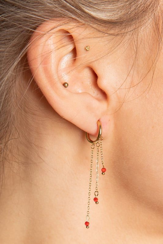 Granaat hangers met 3 fijne kettinkjes