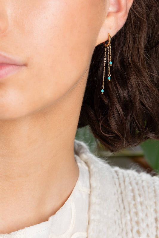 Turquoise hangers met 3 fijne kettinkjes