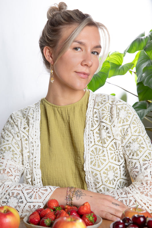 Lemon Quartz oorbellen met handgemaakte Miyuki-ketting