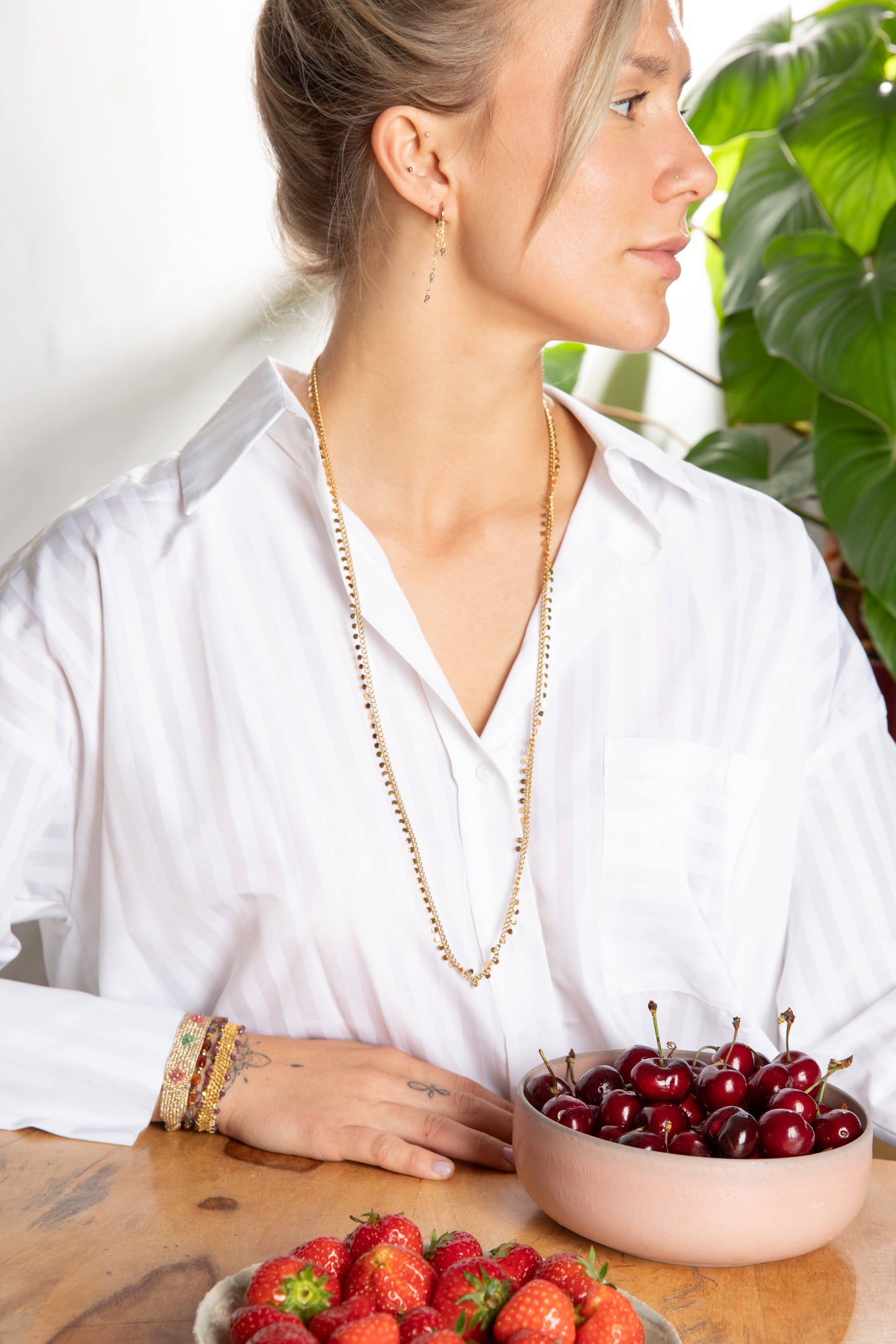 Amethyst hangers met 3 fijne kettinkjes