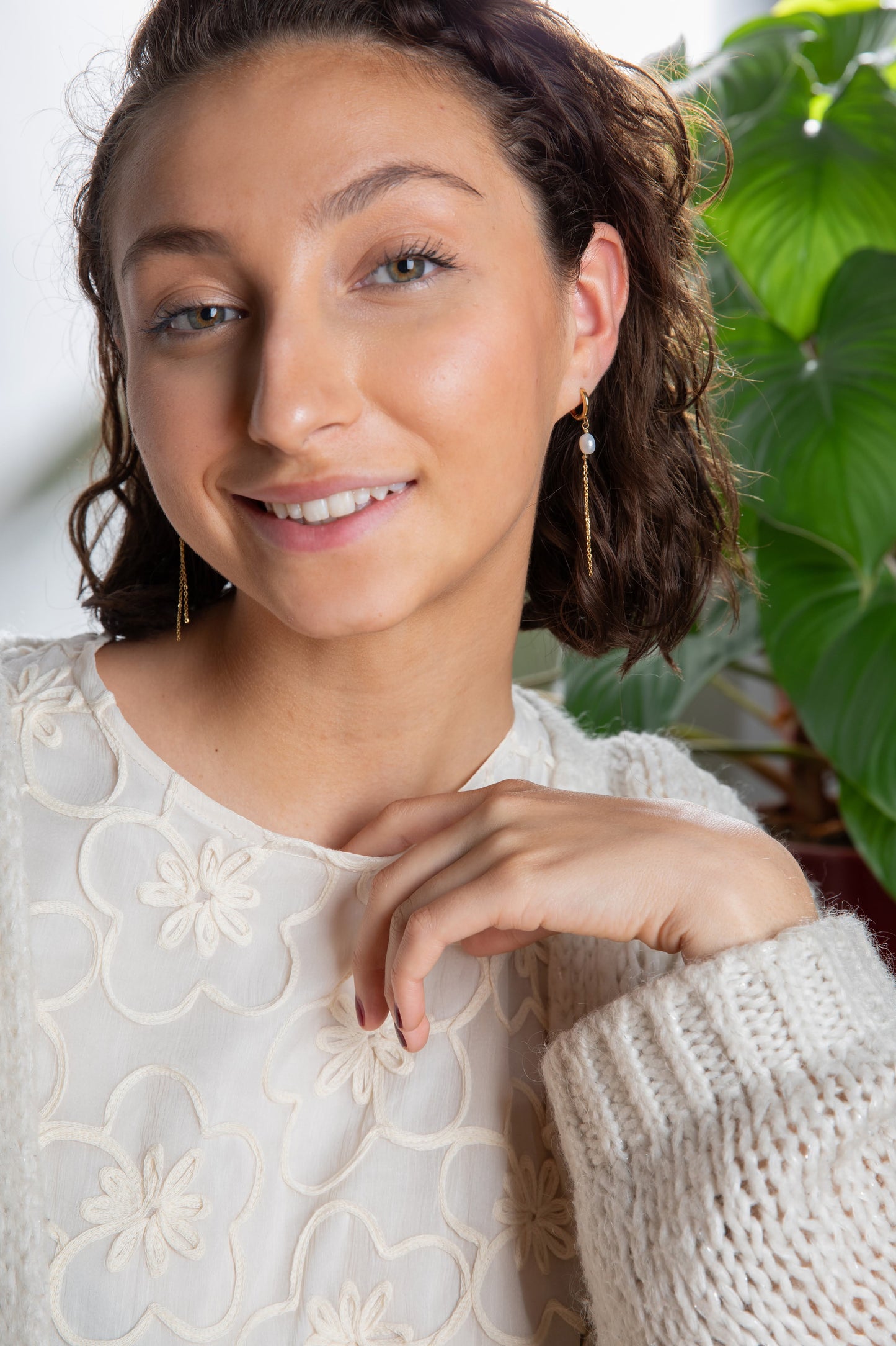 Zoetwater parel oorbellen met chandelier