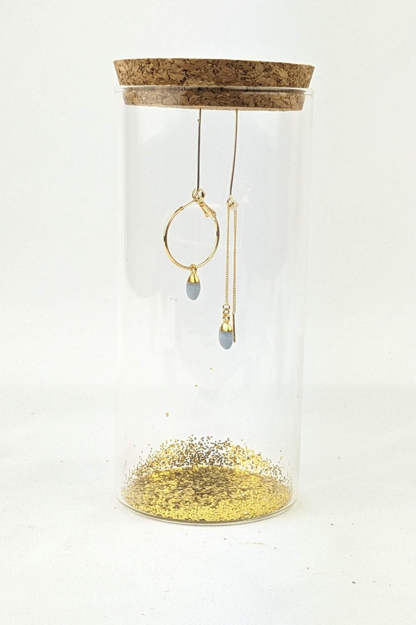 C19 - Asymmetrical Blue Calcite drop earrings