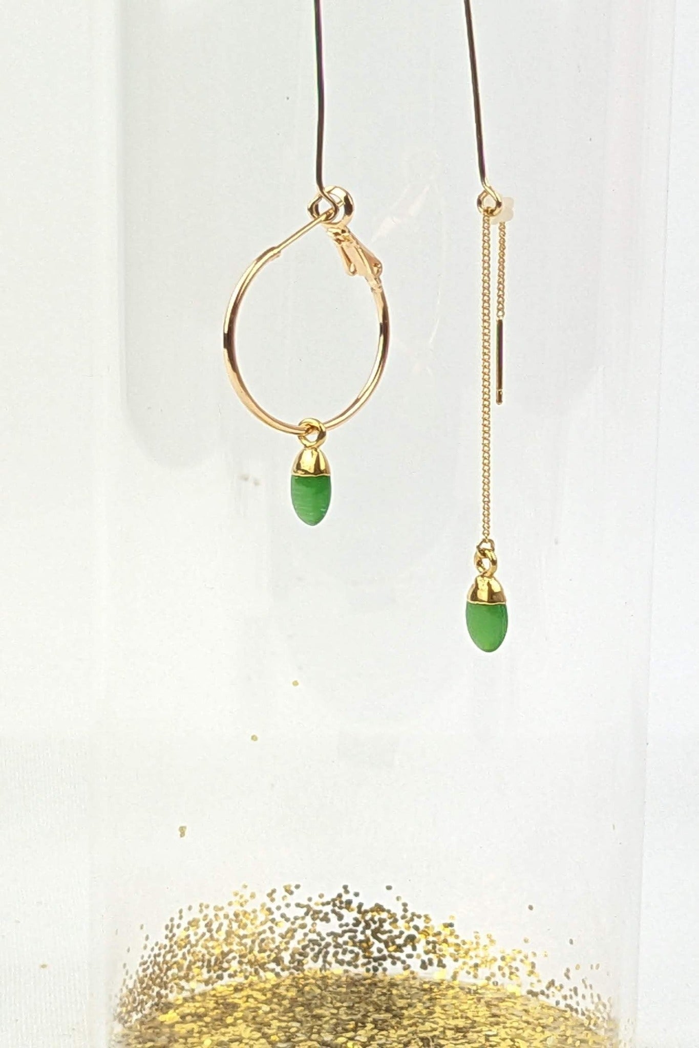 C09 - Asymmetrical Chrysoprase drop earrings