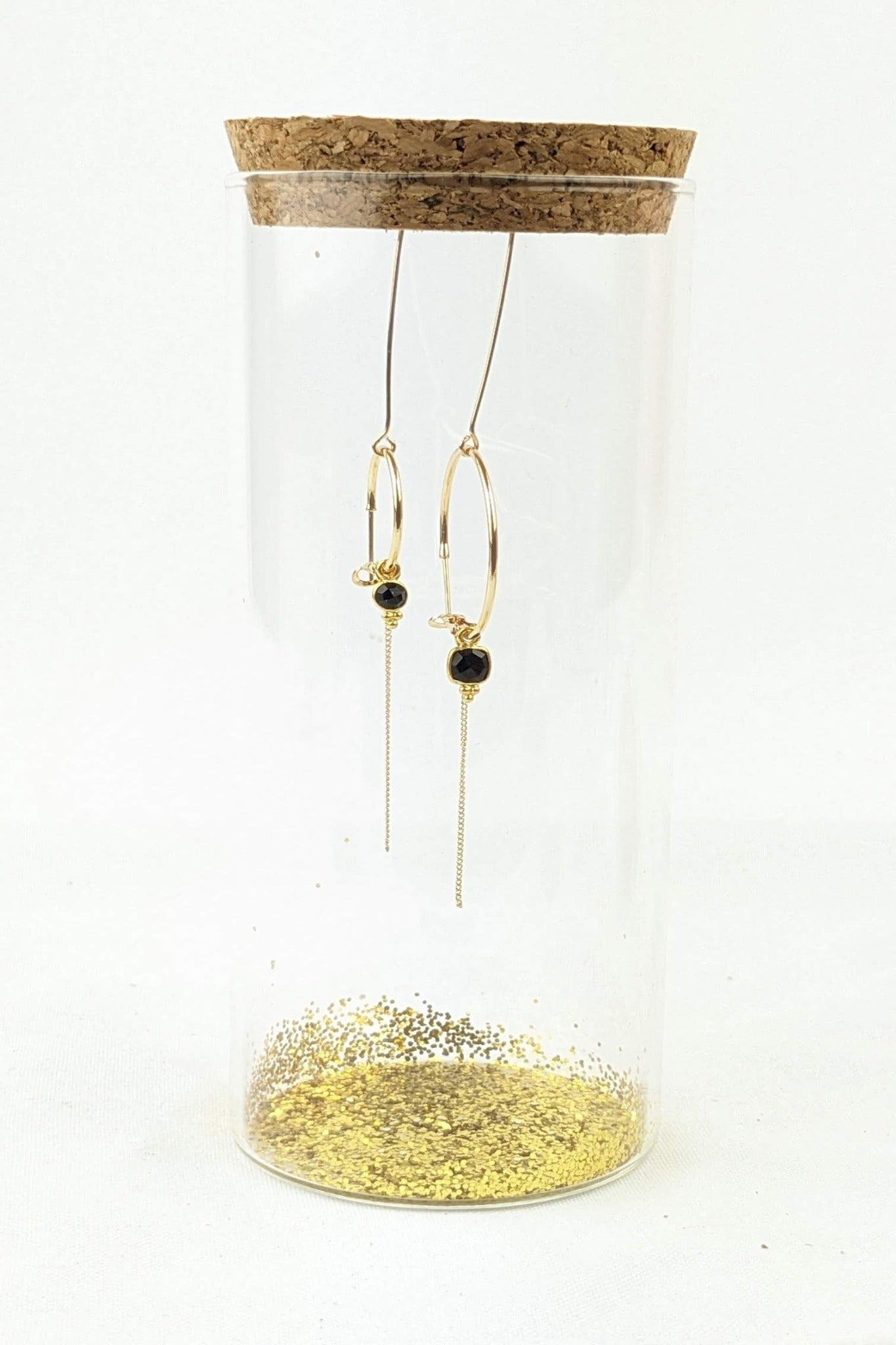 C06 - Asymmetrical Onyx earrings