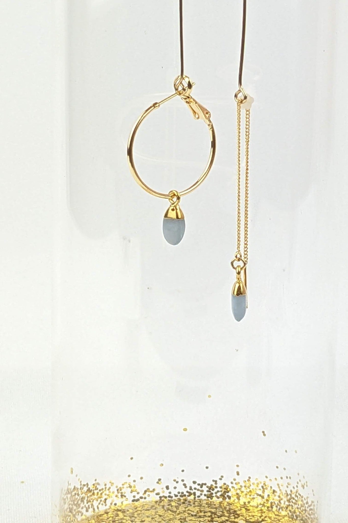 C19 - Asymmetrical Blue Calcite drop earrings