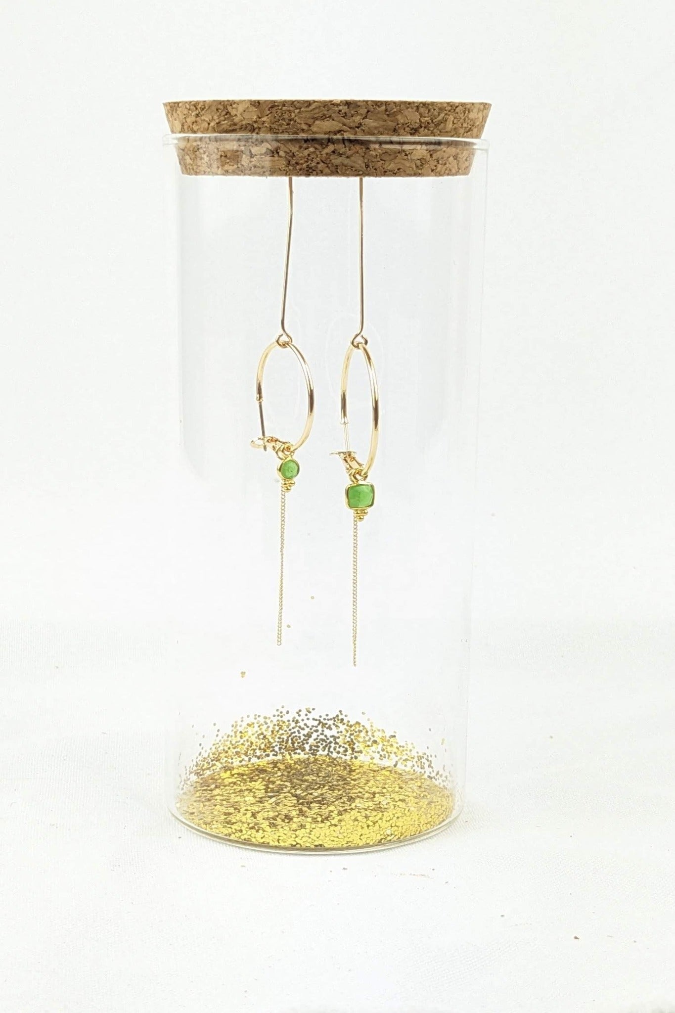C02 - Asymmetrical Chrysoprase earrings