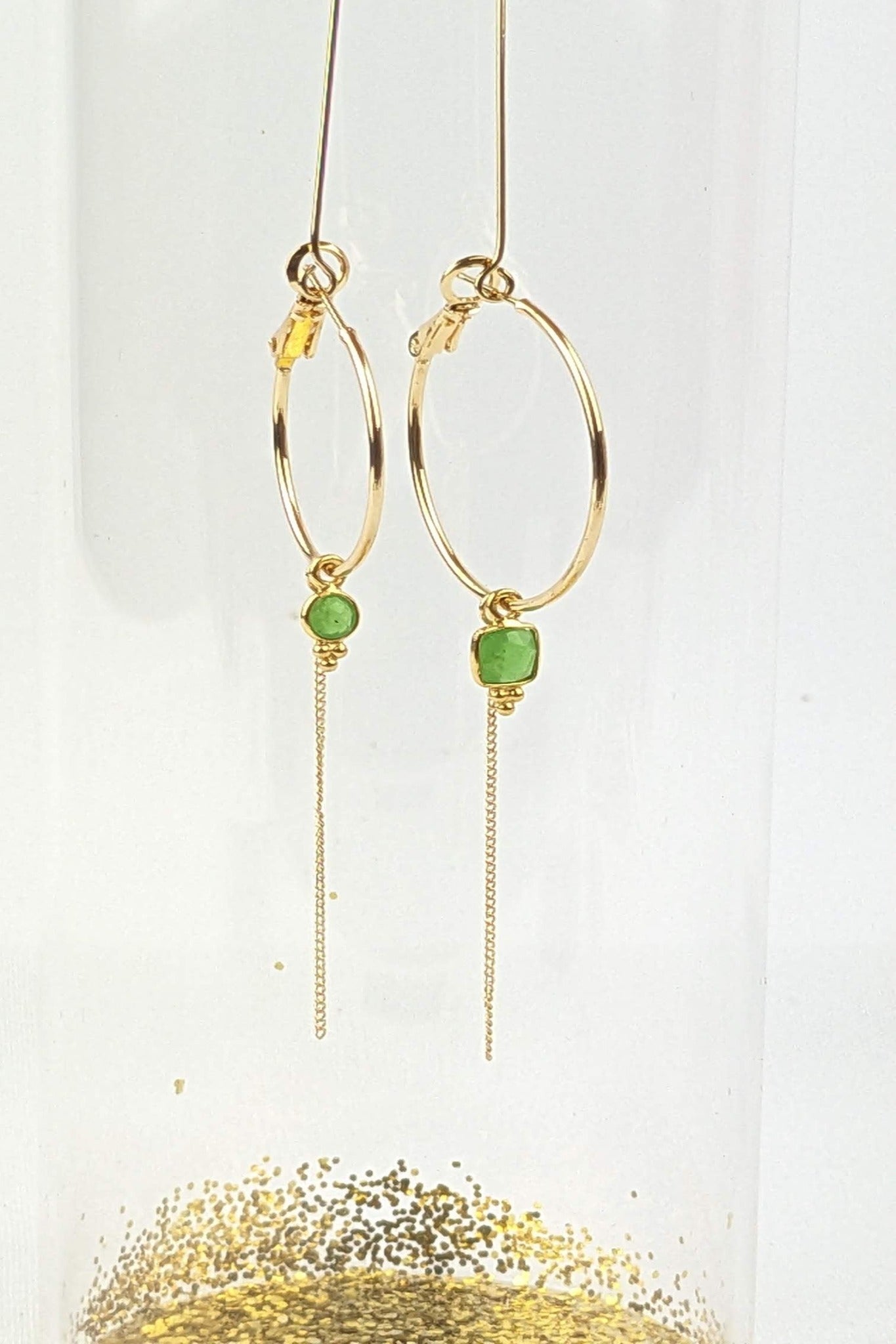 C02 - Asymmetrical Chrysoprase earrings