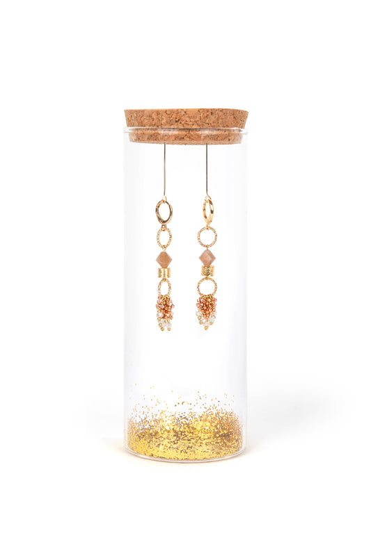 Sunstone met handgemaakte Miyuki-ketting oorbellen