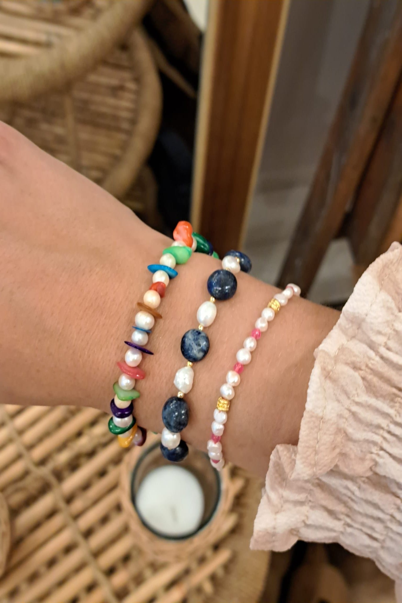 Lapis Lazuli and pearl bracelet
