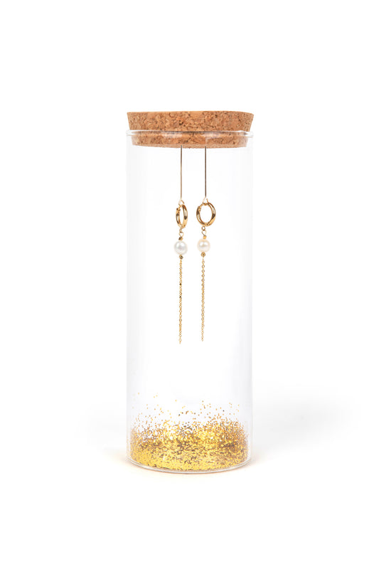 Zoetwater parel oorbellen met chandelier