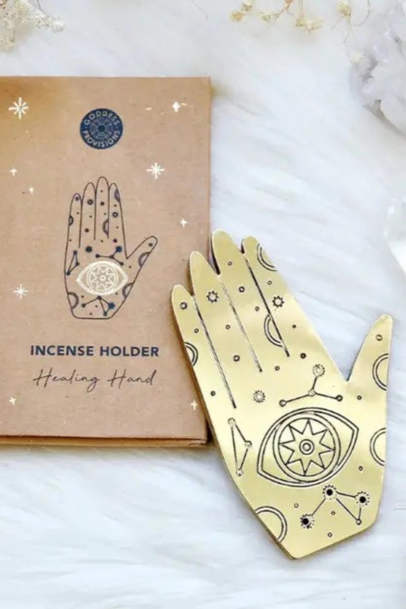 Healing Hand Brass Incense Holder | Goddess Provisions