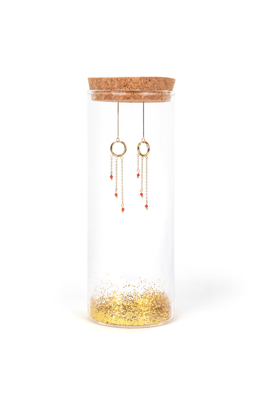 Granaat hangers met 3 fijne kettinkjes