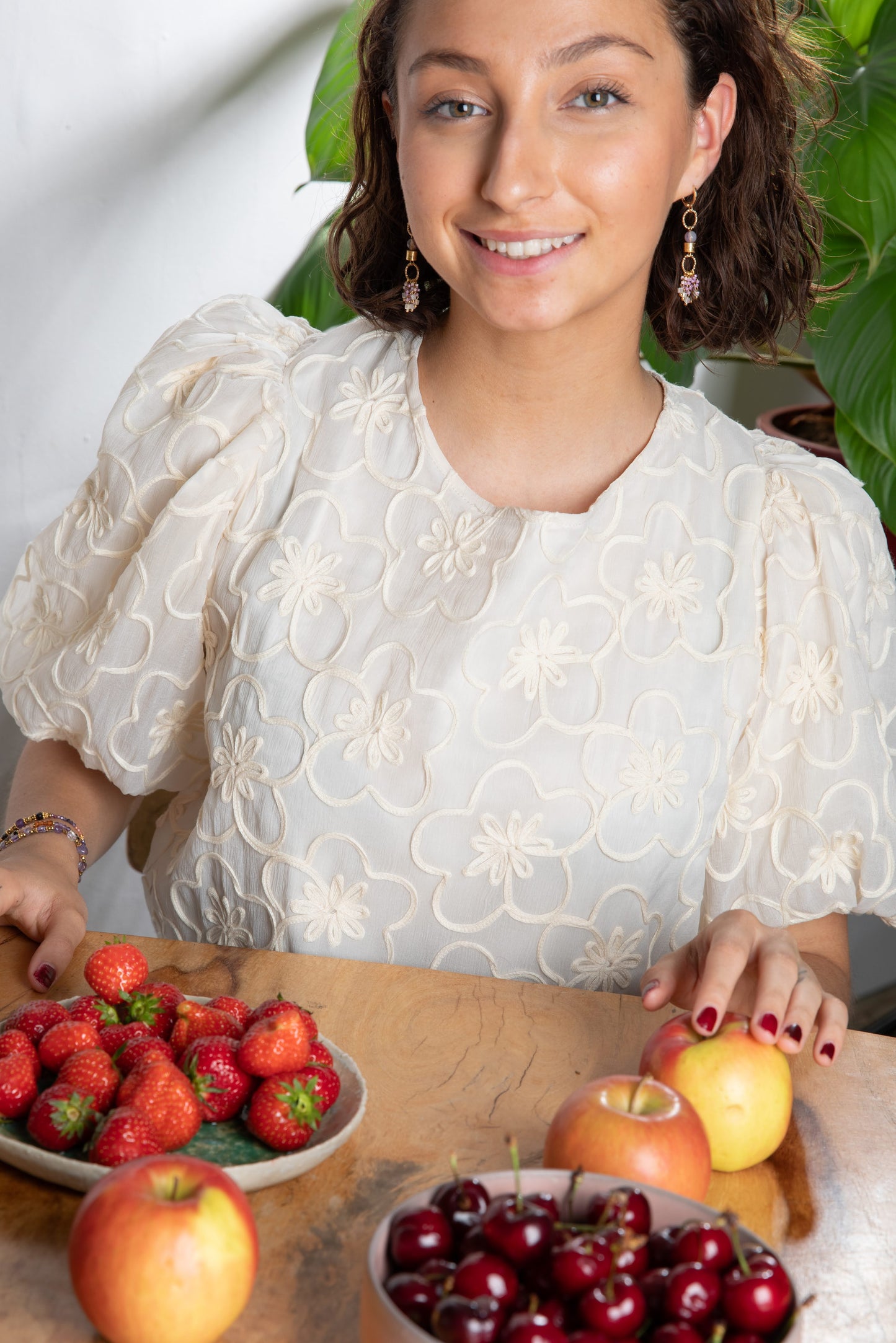 Amethyst oorbellen met handgemaakte Miyuki-ketting