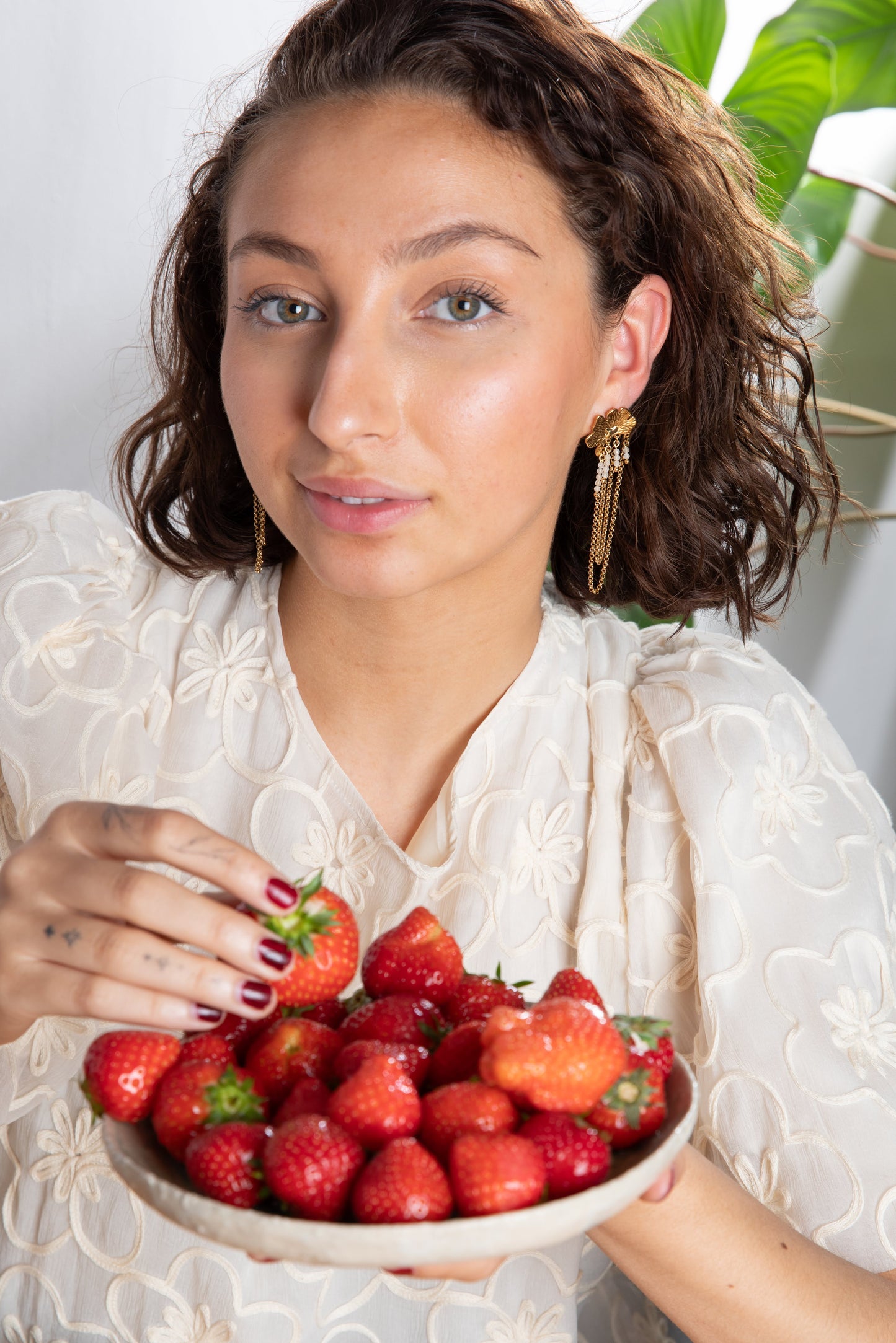 Flower stekers met fijne zoetwaterparels