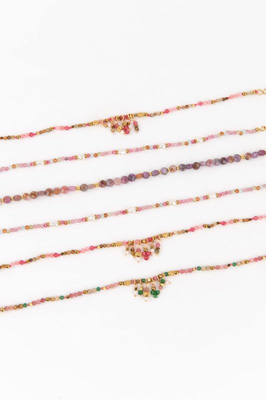 Look van 3 armbandjes met Turquoise - blauwe Aventurijn en Prehnite