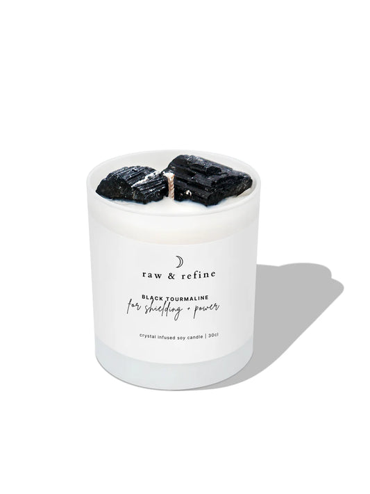 Crystal Candle - Black Tourmaline - Shielding & Power