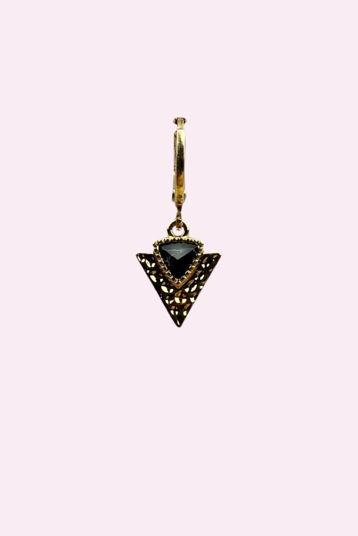 Elegant Black and Gold triangle Huggie
