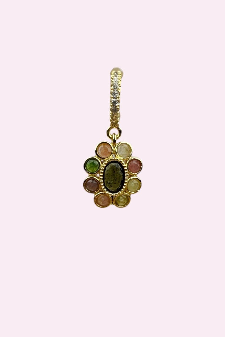 Vintage inspired Rainbow Tourmaline Huggie