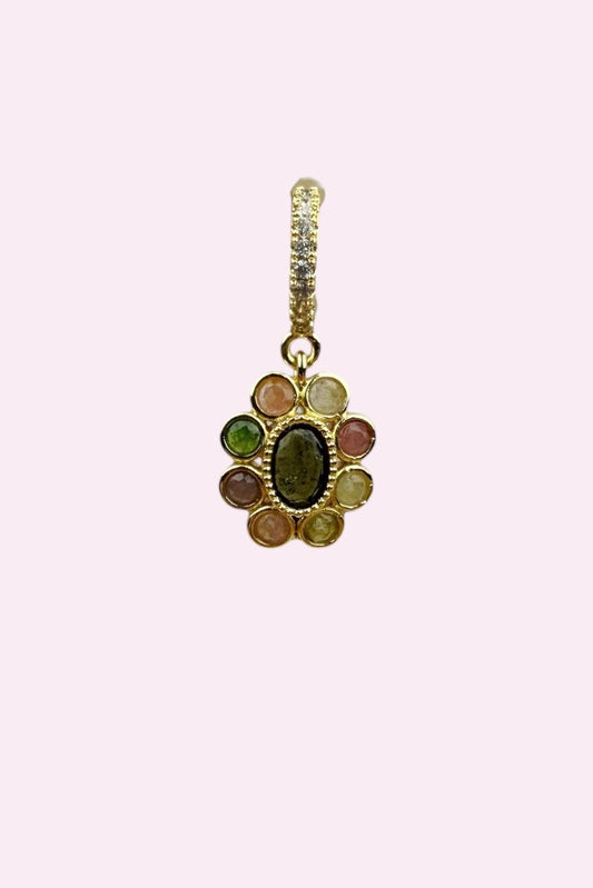 Vintage inspired Rainbow Tourmaline Huggie