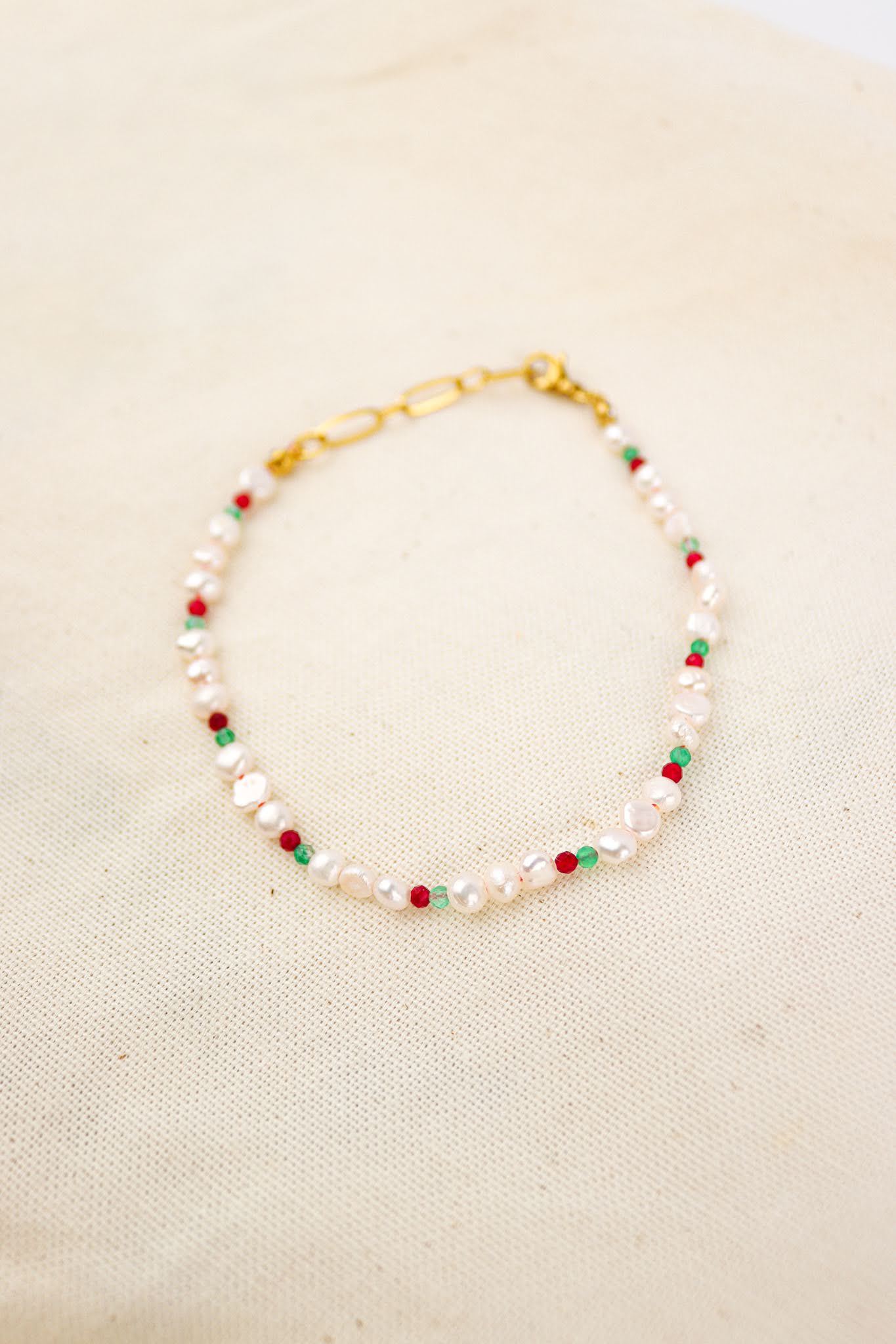 Pearl Bracelet with Amazonite & Cherry Quartz