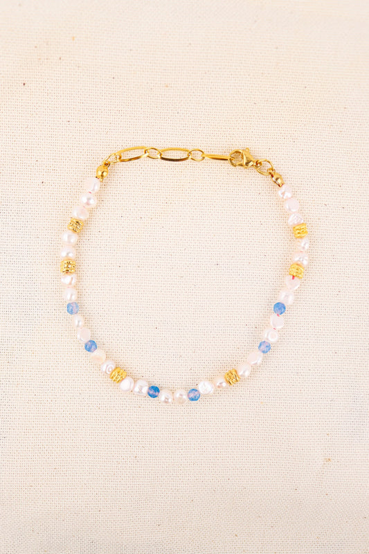 Amazonite and pearl bracelet
