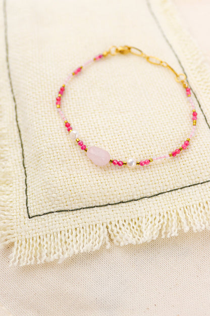 Amethyst and watermelon quartz bracelet