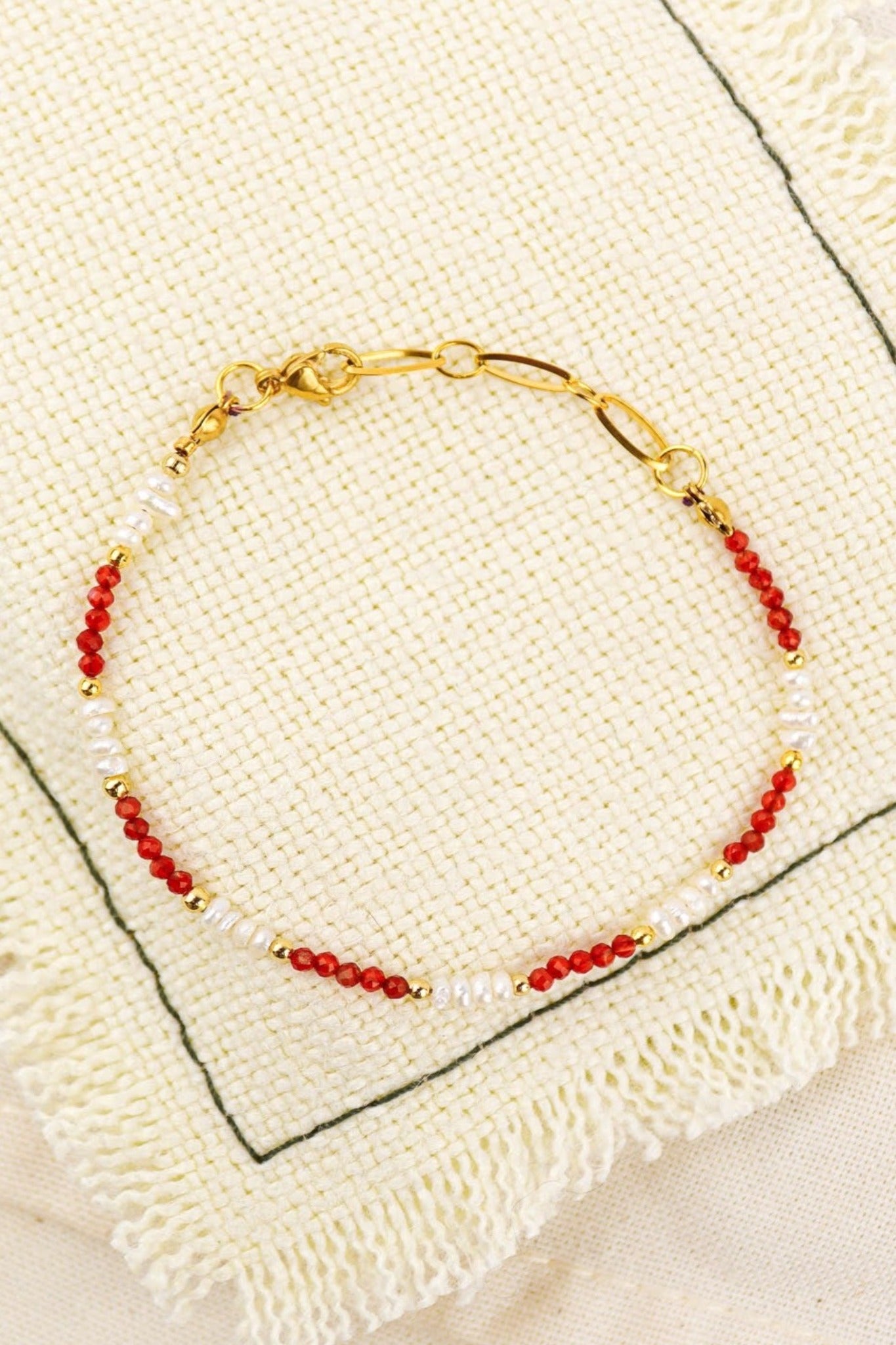 Duo of Red Coral and tiny pearls