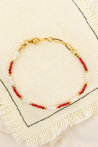 Duo of Red Coral and tiny pearls