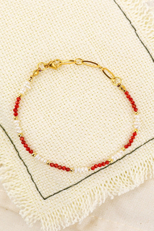 Duo of Red Coral and tiny pearls