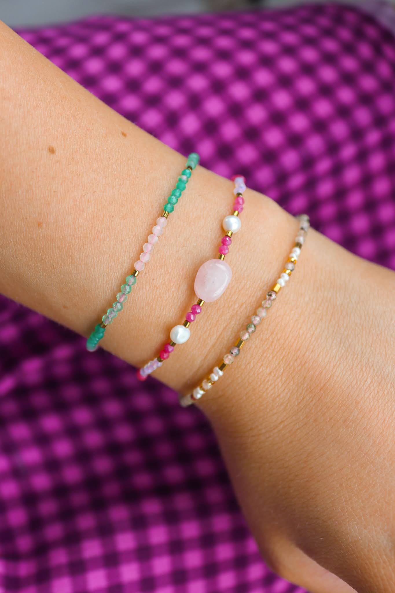 Rose Quartz and watermelon quartz bracelet